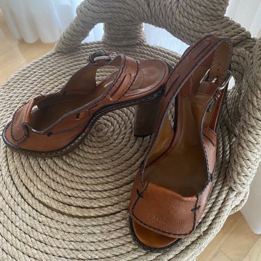 Cognac Classic Slingback Sandals